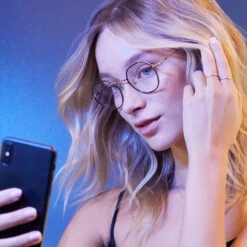 RIDLEY - BLACK + BLUE LIGHT TECHNOLOGY CLEAR GLASSES -Glasses Sales Store RIDLEY gold lifestylePDP3