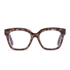 AVA - BEIGE TORTOISE + CLEAR GLASSES