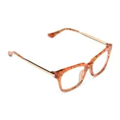 BELLA XS - BEIGE CORAL TORTOISE + CLEAR GLASSES -Glasses Sales Store diff eyewear bella xs beige coral tortoise clear eyeglasses alt 4