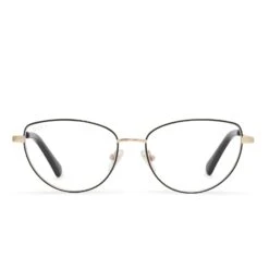 KERI - BLACK/GOLD + CLEAR GLASSES