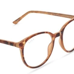JEANNE - AMBER TORTOISE + CLEAR GLASSES -Glasses Sales Store diff eyewear jeanne amber tortoise clear glasses alt 4