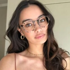 SAWYER - CREAM TORTOISE + CLEAR GLASSES -Glasses Sales Store diff july 2021 female sawyer blue light glasses cream tortoise